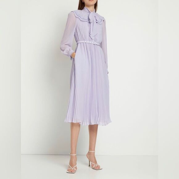 Self-Portrait Chiffon Midi-Dress size 2 - Picture 4 of 13